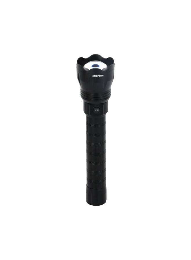 KRYPTON Rechargeable Zoomable LED Flashlight, 2000 Lumens, 30W Laser LED, 8000mAh Battery, 8H Runtime, Type-C Charging Black - Image 1