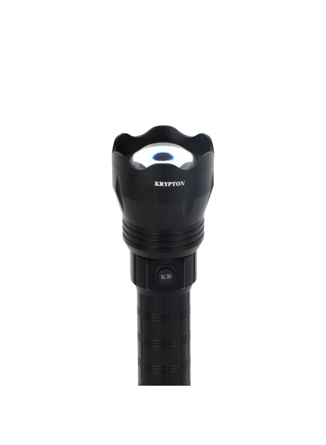 KRYPTON Rechargeable Zoomable LED Flashlight, 2000 Lumens, 30W Laser LED, 8000mAh Battery, 8H Runtime, Type-C Charging Black - Image 2