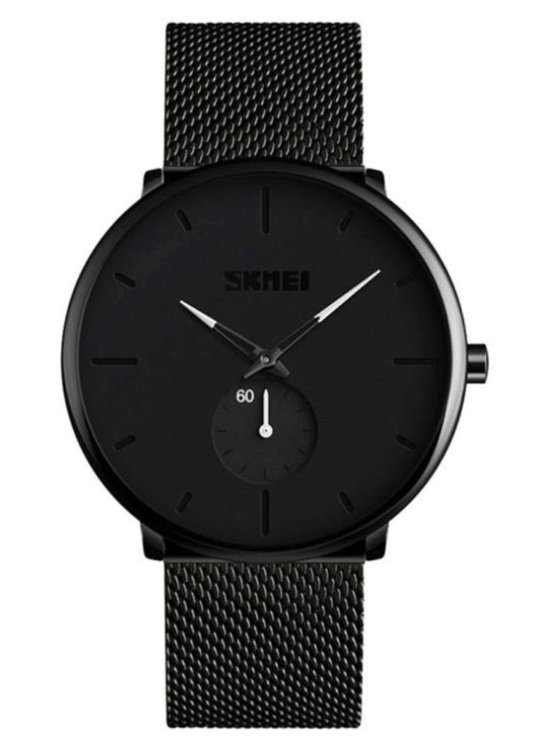 سكمي ساعة يد بعقارب وسوار معدني مقاومة للماء طراز 9185 - 39 مم - أسود للرجال - Image 1
