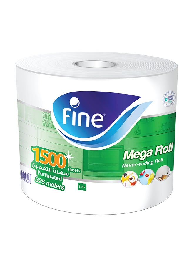 Fine Sterilized Kitchen Towel Mega Roll, 1500 Sheets White 325meter  - Image 1