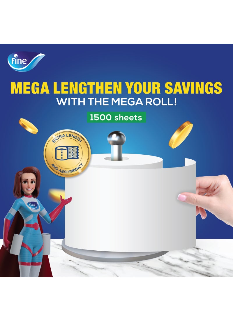 فاين فوط مطبخ معقمة ميجا رول، 1500 ورقة - Image 2