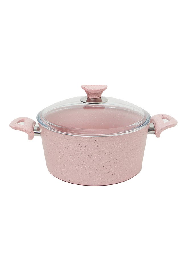 Kunzita - 7 Pieces Turkish Granite Cookware Set With Pyrex Lid Pink 24x24x10.5cm - Image 1