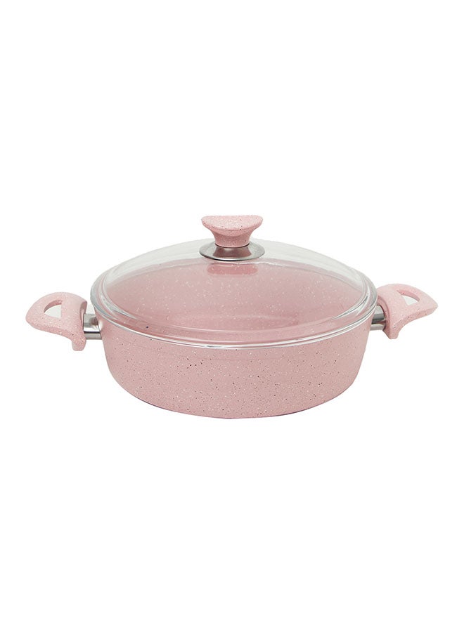 Kunzita - 7 Pieces Turkish Granite Cookware Set With Pyrex Lid Pink 24x24x10.5cm - Image 1