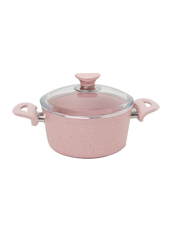 Kunzita - 7 Pieces Turkish Granite Cookware Set With Pyrex Lid Pink 24x24x10.5cm - Image 1