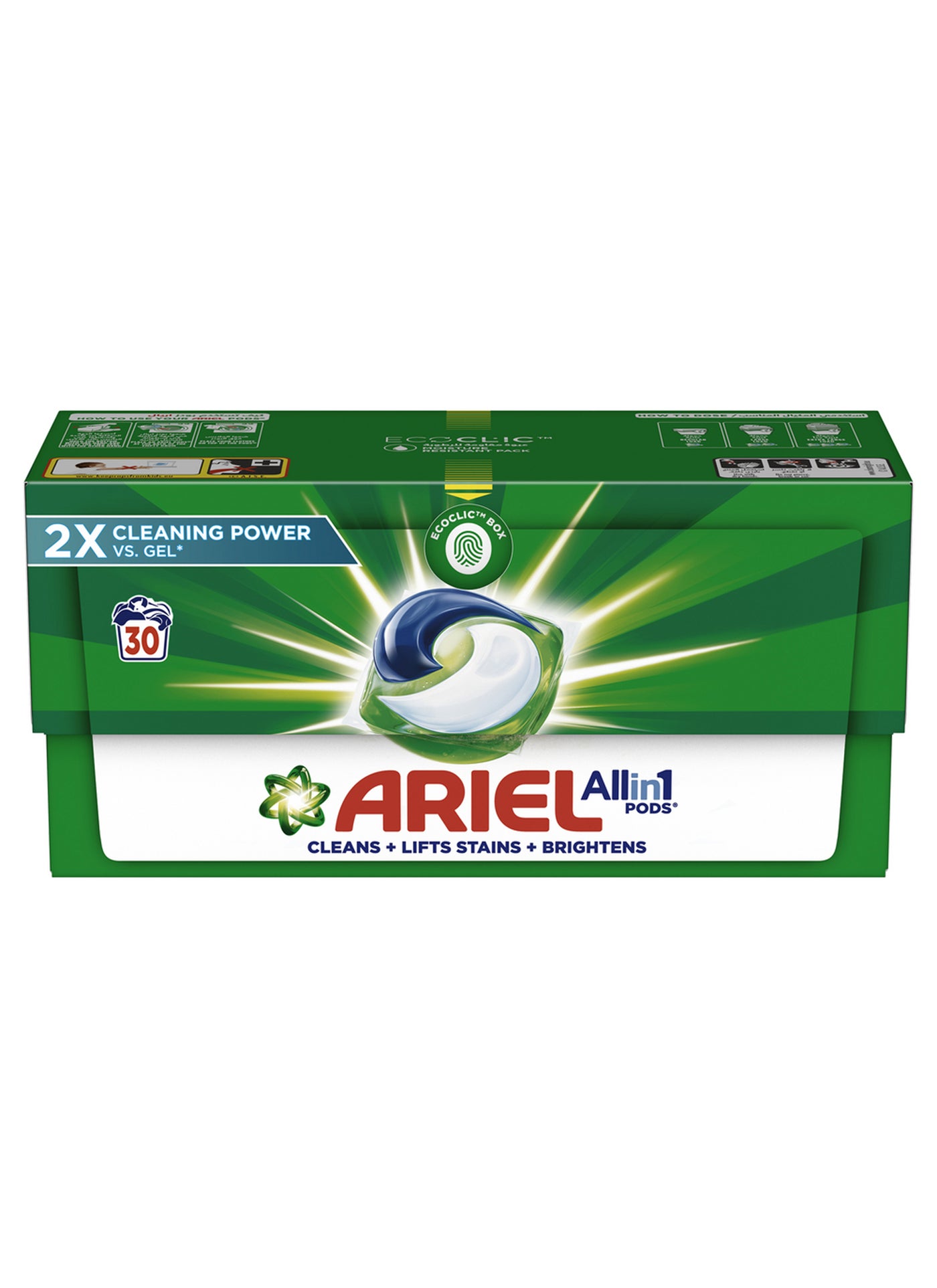 Ariel Original All-In-1 Pods, 30 Count Laundry Detergent Pods.
Cleans, Lifts Stains And Brightens 615grams