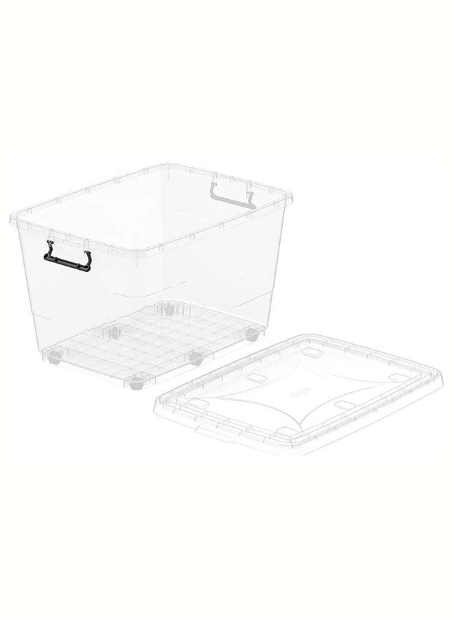 82L Clear Plastic Storage Box With Wheels & Lockable Lid (Transparent) Transparent 82.0Liters image 9