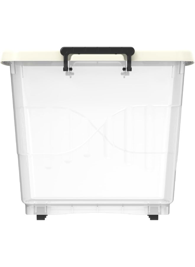 Cosmoplast 82 L Clear Plastic Storage Box With Wheels & Lockable Lid Off White 68 x 49 x 41cm - pnsku/N25651694A/45/_/1740121509/a13d89db-8bc3-4f3c-b8c6-e85ffb90a5cc