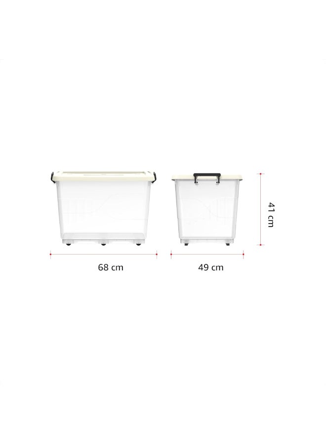 Cosmoplast 82 L Clear Plastic Storage Box With Wheels & Lockable Lid Off White 68 x 49 x 41cm - pnsku/N25651694A/45/_/1740121594/255a5692-9d5b-4ae8-abd7-89ee17db604c