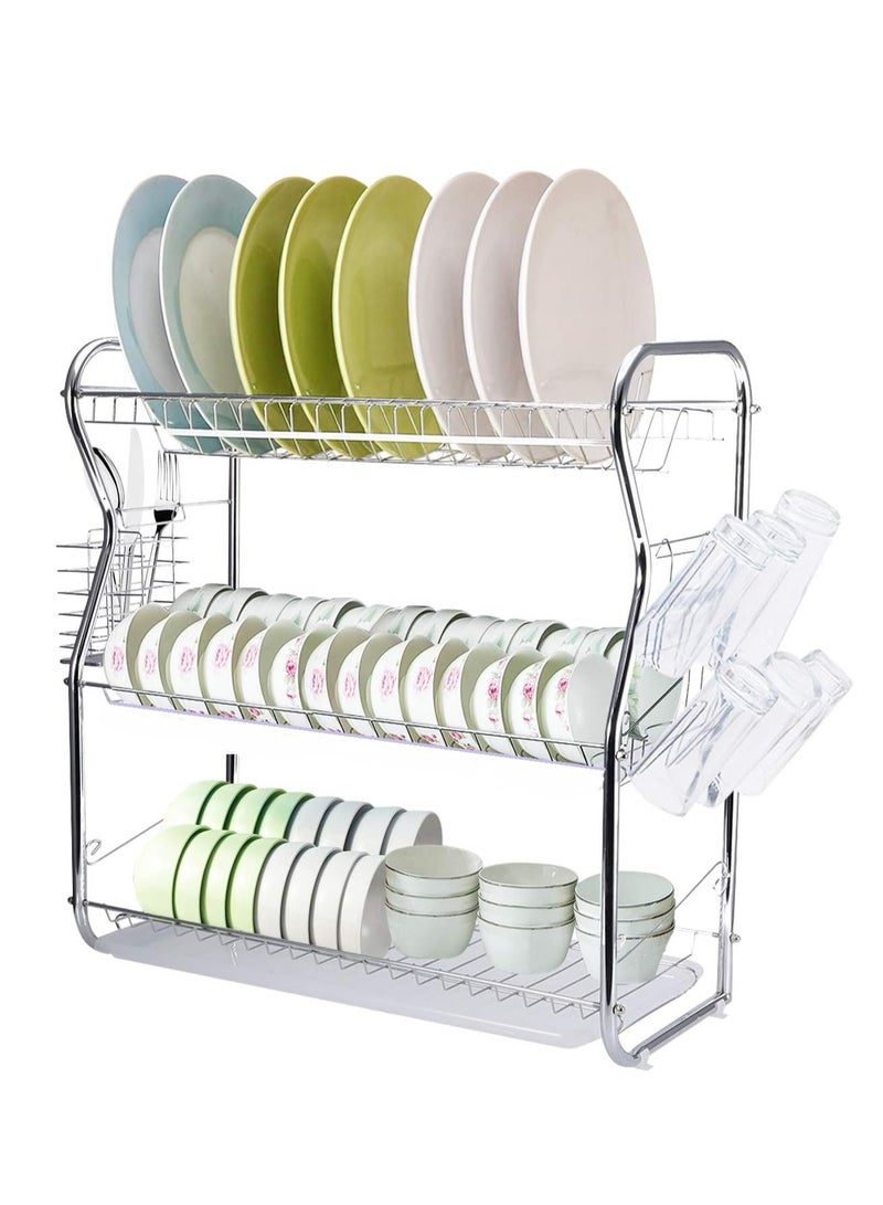 المفرج رف أطباق مركب من 3 مستويات فضي 56 x 50سم