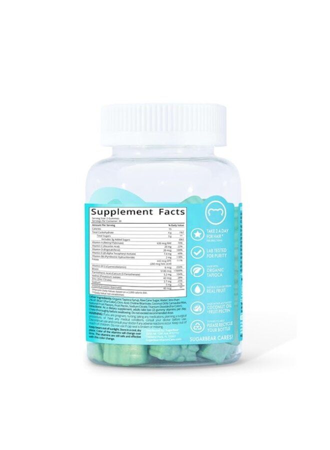 SugarBear - Pack Of 3 X 60 Hair Vitamins Vegan Gummies, 180 Gummies Gift Pack With Free Brush - Image 1