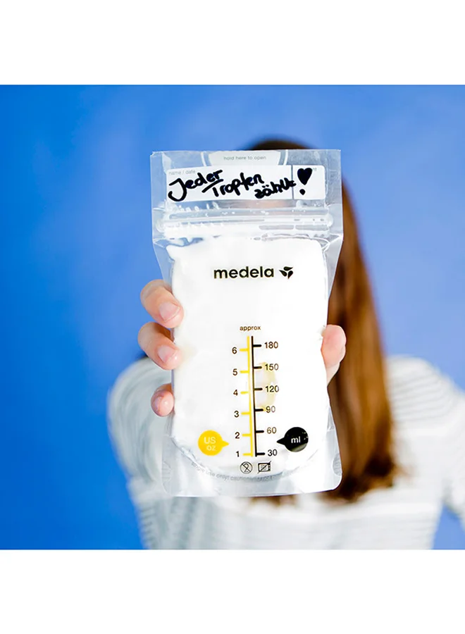 Medela Breastmilk Storage Bags, Ready To Use Breast Milk Storing Bags For Breastfeeding, Self Standing Bag, Space Saving Flat Profile, 25 Count (Pack of 1)