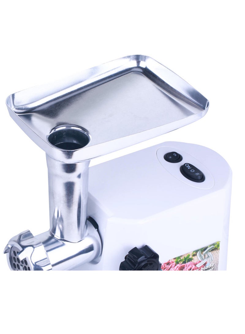 SONASHI Meat Grinder - Electric Meat Grinder with 2 Cutting Plates, Reverse Function, Stainless Steel Blade | Comes with Large Capacity Metal Hopper 300 W SMG-022N White  - Image 5