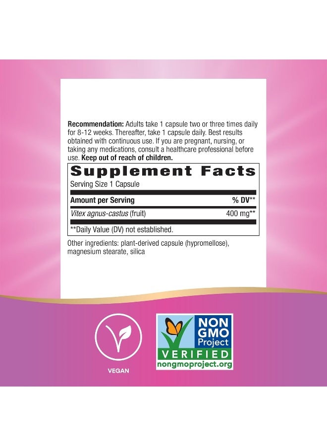 Nature's Way Vitex Fruit 400mg - 320 Vegan Capsules Packaging May Vary - Image 5