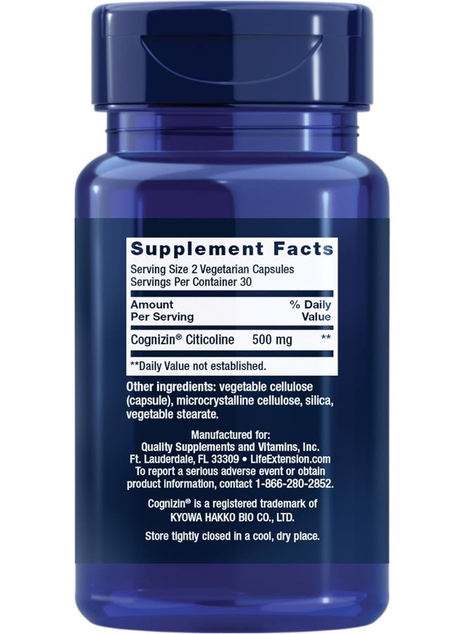 Life Extension Citicoline (CDP-Choline) 60 Vegetarian Capsules - Image 2