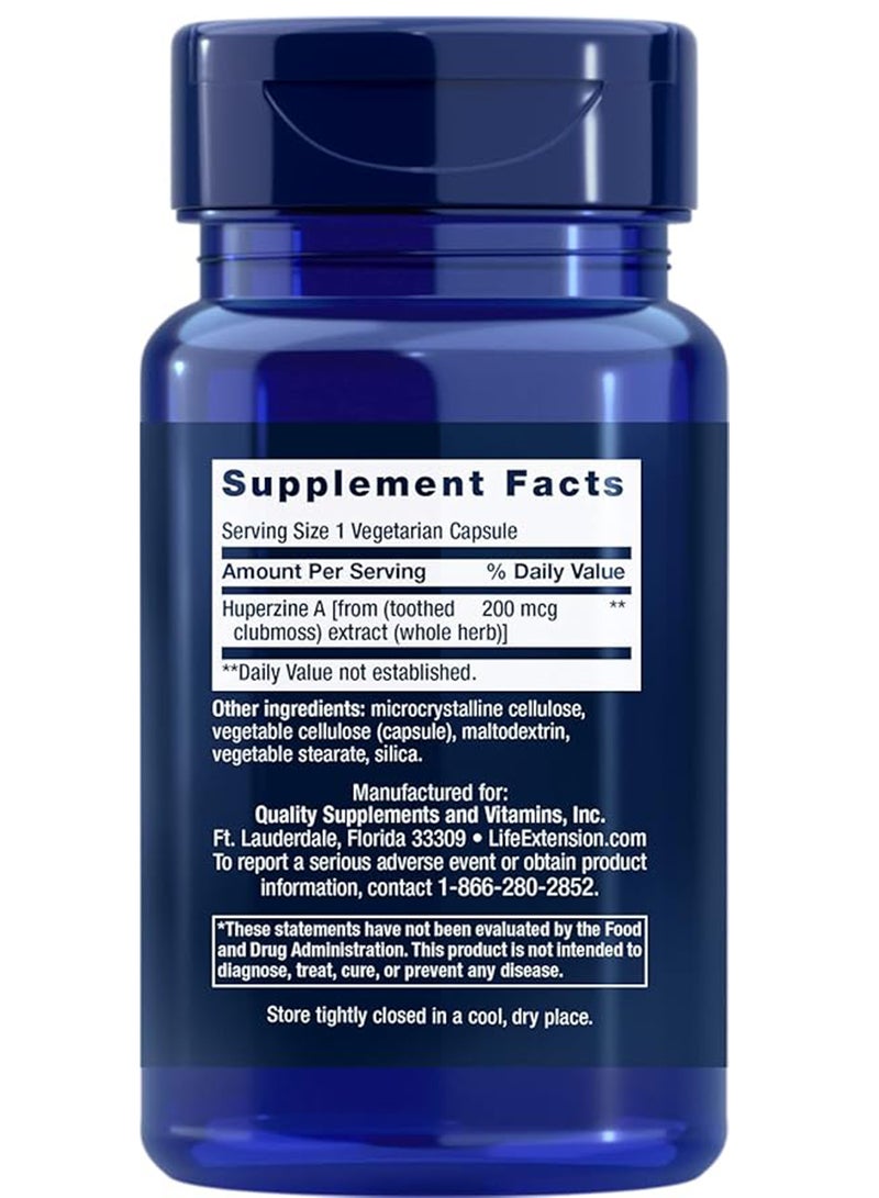 Life Extension Huperzine A 200 Mcg Enhances Memory 60 Vegerarian Capsules - Image 2