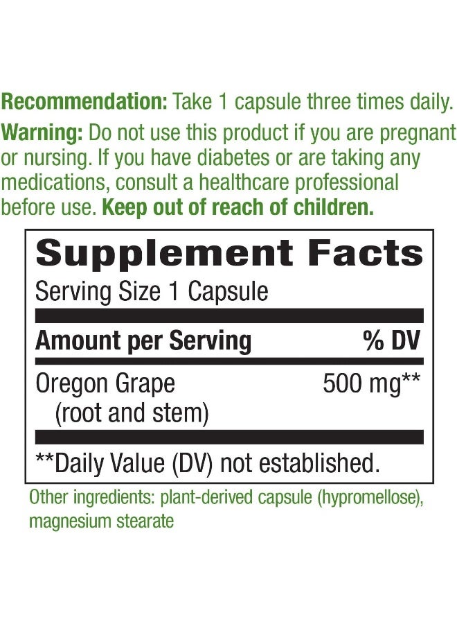Nature's Way Oregon Grape 500mg - 90 Vegan Capsules Packaging May Vary - Image 2