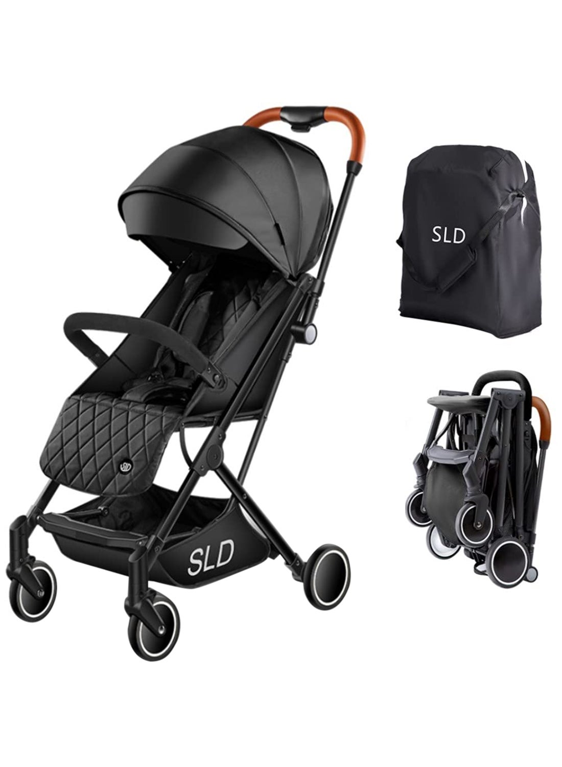 Travel Lite Stroller SLD Extra Wide Seat And Single Hand Fold - Black 