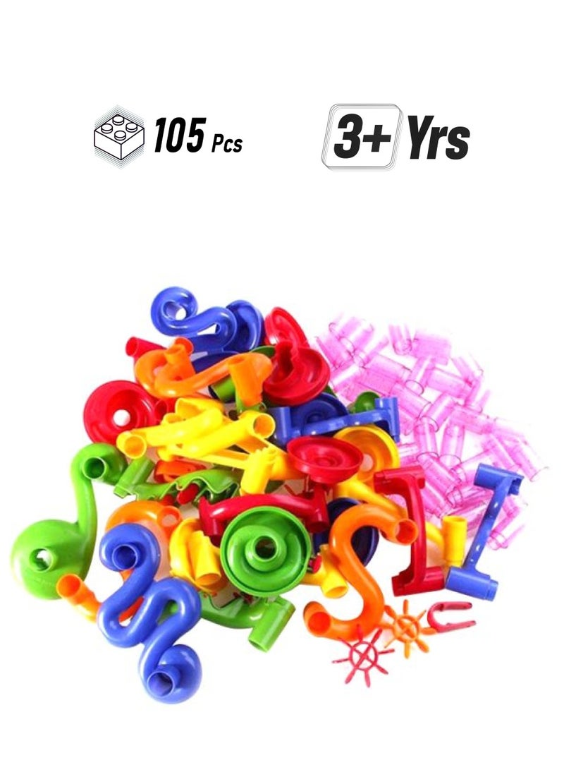 Beauenty 105-Piece Diy Construction Marble Race Run Maze Balls Pipeline Type Track Building Blocks 105