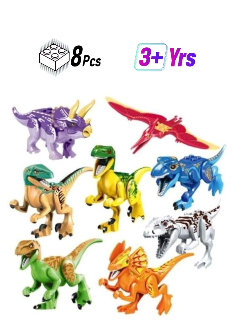 Beauenty 8-Piece Dinosaur Rex Tyrannosaurus Jurassic World Building Blocks Diy Toys 8