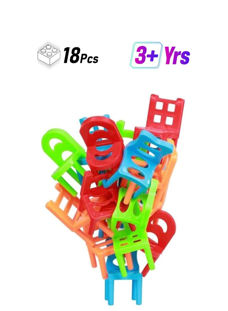 Beauenty 18-Piece Mini Stacking Chairs Game Plastic Block Balance Toy 18