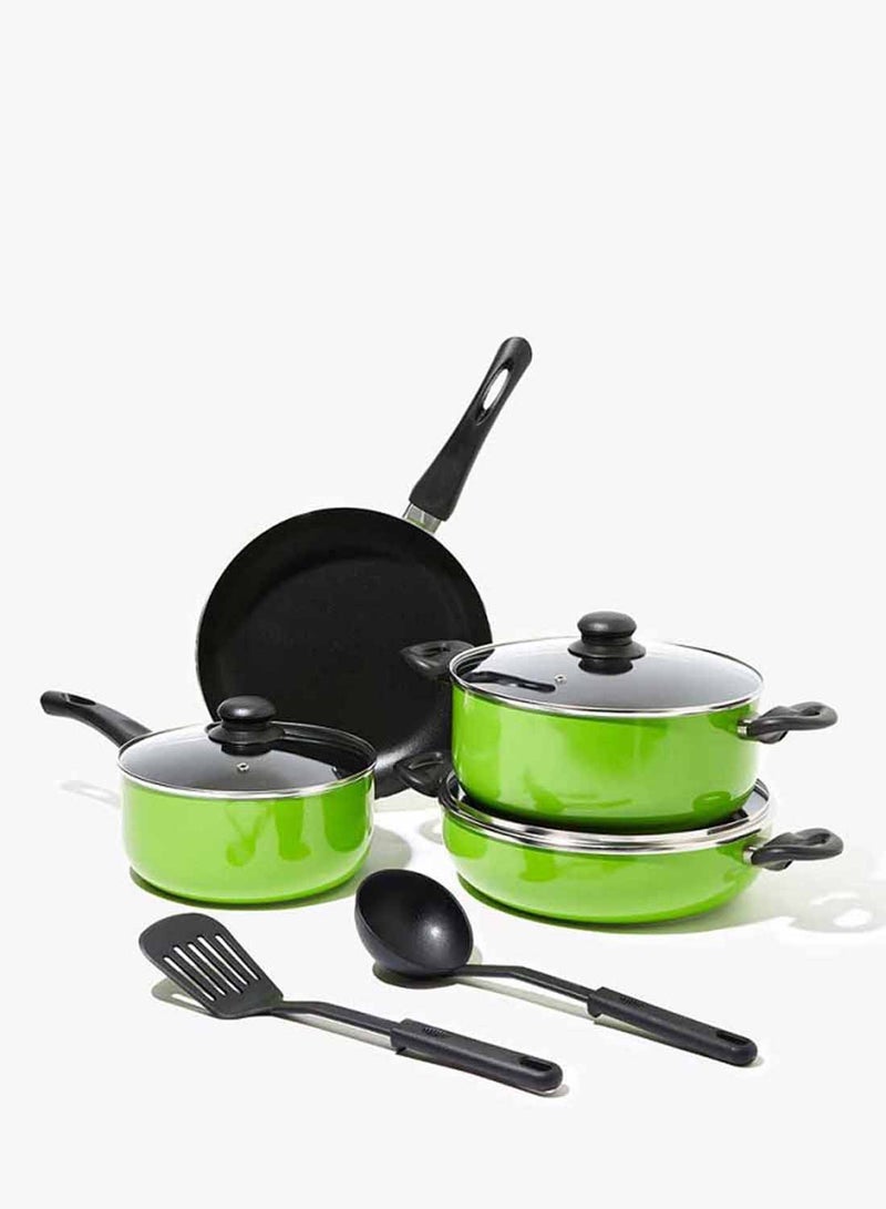 Amal 9-Piece 9 Piece Cookware Set - Aluminum Pots And Pans - Non-Stick Surface - Tempered Glass Lids - PFOA Free - Frying Pan, Casserole With Lid, Saucepan With Lid, Kitchen Tools - Green Green - Image 1