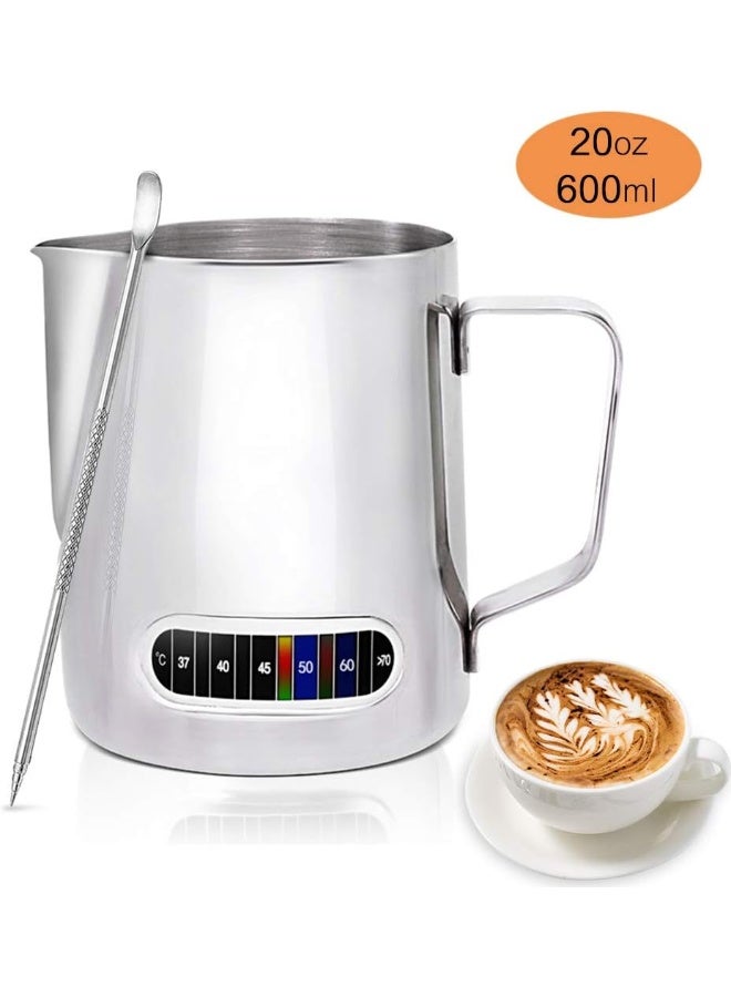 Generic - Coffee Milk Frothing Pitcher With Built-In Thermometer Silver 510ml - Image 1