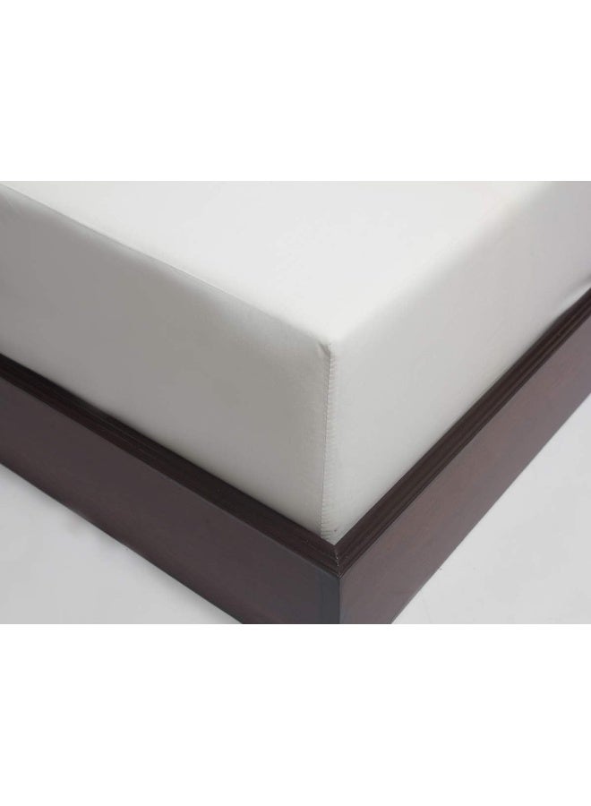 Kingtex 400 Thread Count Long Lasting Luxurious Ultra Soft Light Weight Easy Wash Wrinkle Less Satin Finish Plain Queen Size Fitted Bed Sheet Cotton White  - Image 2