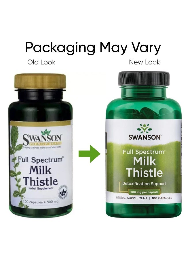 SWANSON - Full Spectrum Milk Thistle, 500 mg, 100 Capsules Packaging May Vary - Image 1