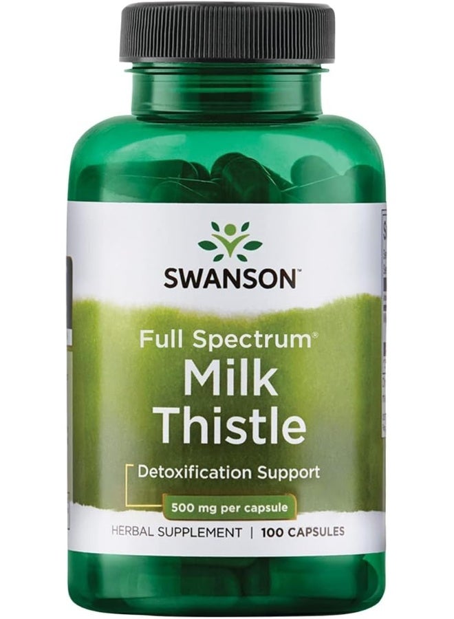 SWANSON - Full Spectrum Milk Thistle, 500 mg, 100 Capsules Packaging May Vary - Image 1