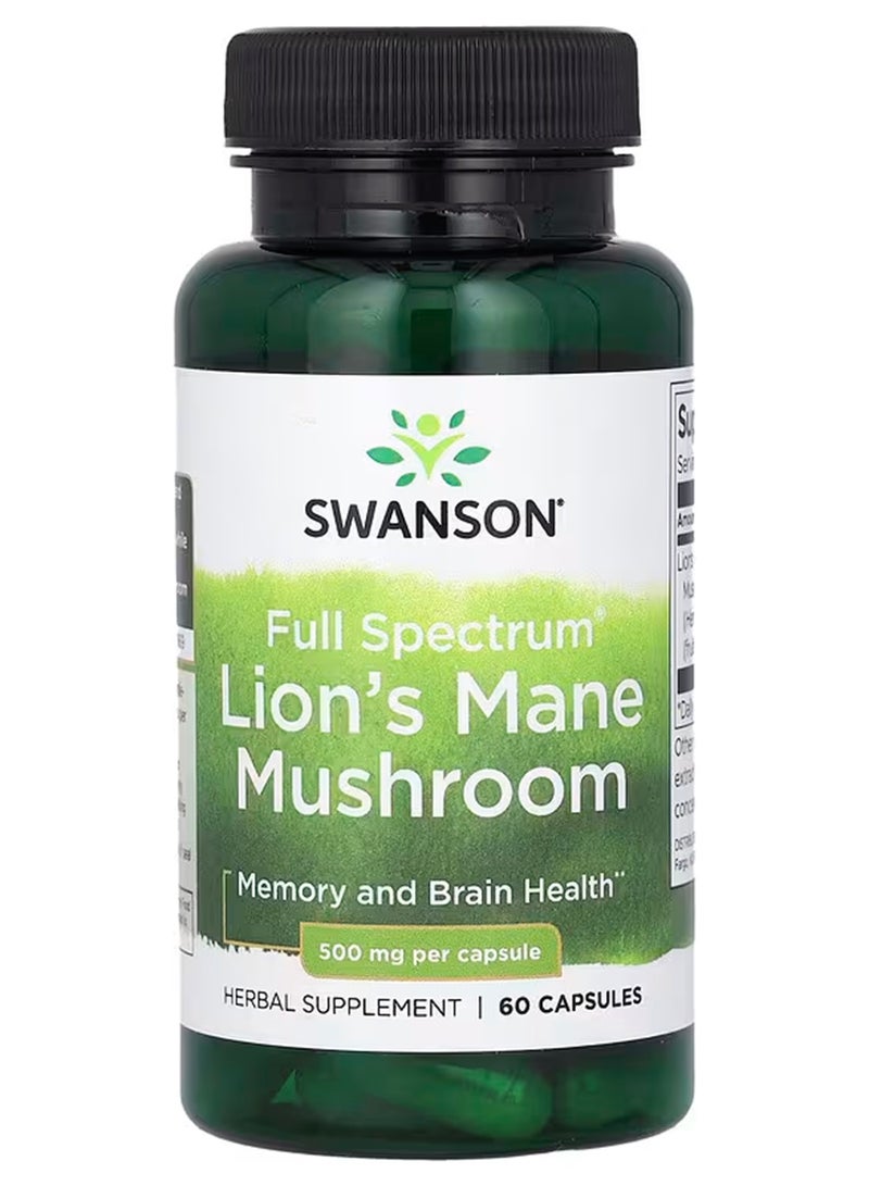 SWANSON Lion's Mane Mushroom Memory Support - 60 Capsules  - Image 1