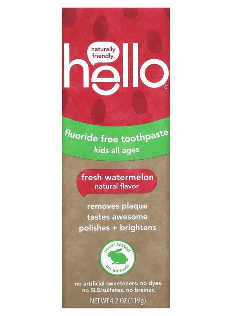 Hello Oral Care Kids, Fluoride Free Toothpaste, Fresh Watermelon, 4.2 oz (119 g) - Image 1
