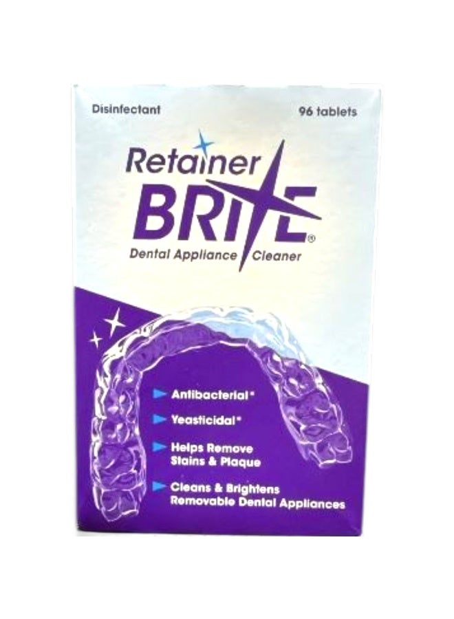 Retainer Brite Tablets for Cleaner Retainers and Dental Appliances - 96 Count Packaging May Vary White - Image 1