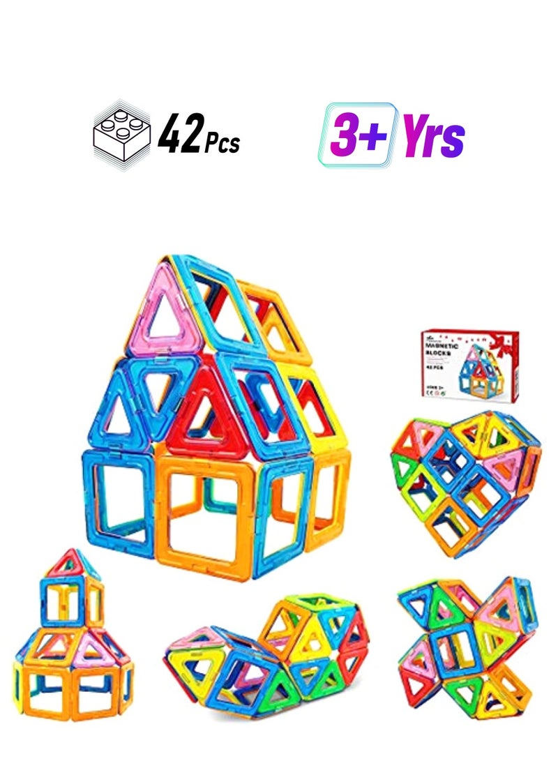 Jasonwell 42-Piece Magnetic Tiles Building Block Set 42 - Image 1
