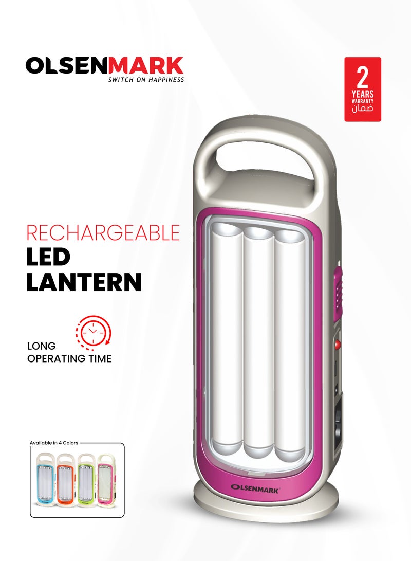 Olsenmark Rechargeable LED Emergency Lantern 42 LED Lights, Compact Tall Design (23.7 cm), Long-Lasting Battery, Mobile Charging Port, Portable Lightweight Camping & Power Outage Light with Carry Handle Assorted - Image 1