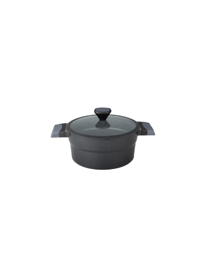 Royalford - Die-Cast Aluminium Casserole Durable Marble Coating Black 28cm - Image 1