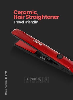 GEEPAS Ceramic Hair Straightener  220-240V Red/Black 350grams  - Image 1