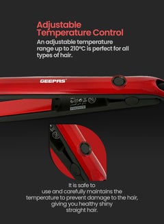 GEEPAS Ceramic Hair Straightener  220-240V Red/Black 350grams  - Image 3