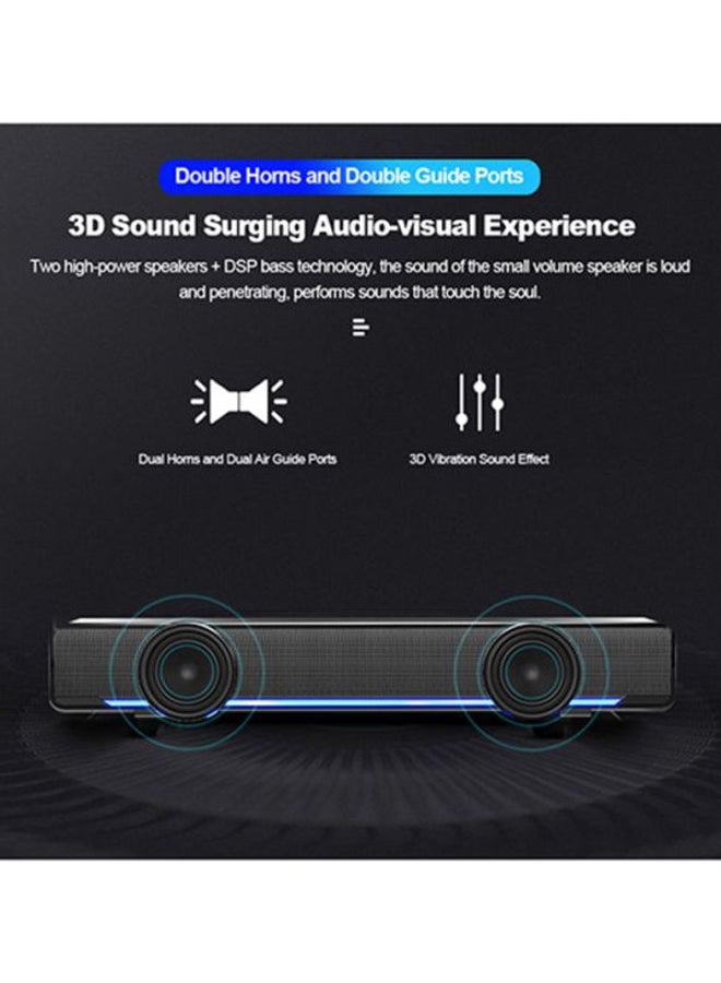 SADA Stereo Bass Subwoofer Wired Speaker V5902 Black - Image 3