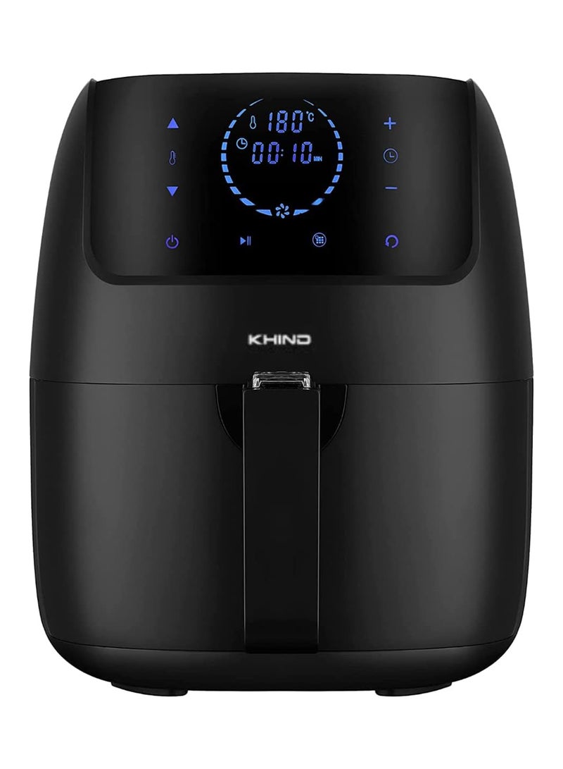 KHIND - Air Fryer, Digital Display with Touch Control, 3.5L Net Capacity, 8 Preset Menus, Variable Temperature and Timer, Food SS Grill, Low Fat Cooking 3 L 1400 W ARF 3000 Black - Image 1