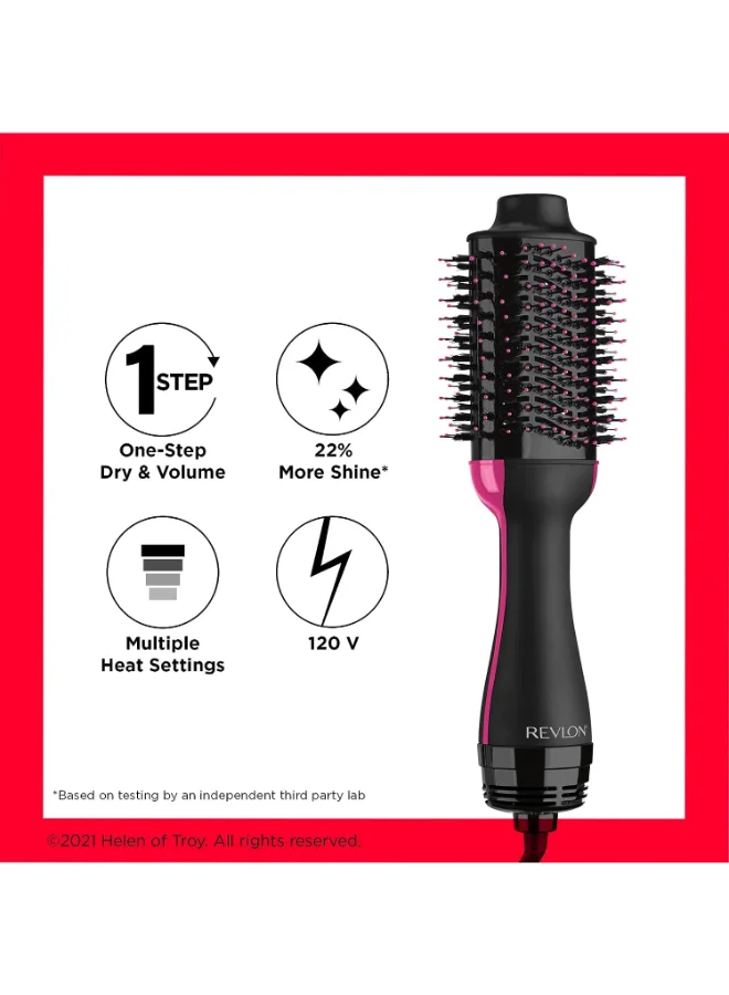 Revlon One Step Hair Dryer & Volumizer, 2 heat setting plus cool setting, 1100 Watts Black/Pink