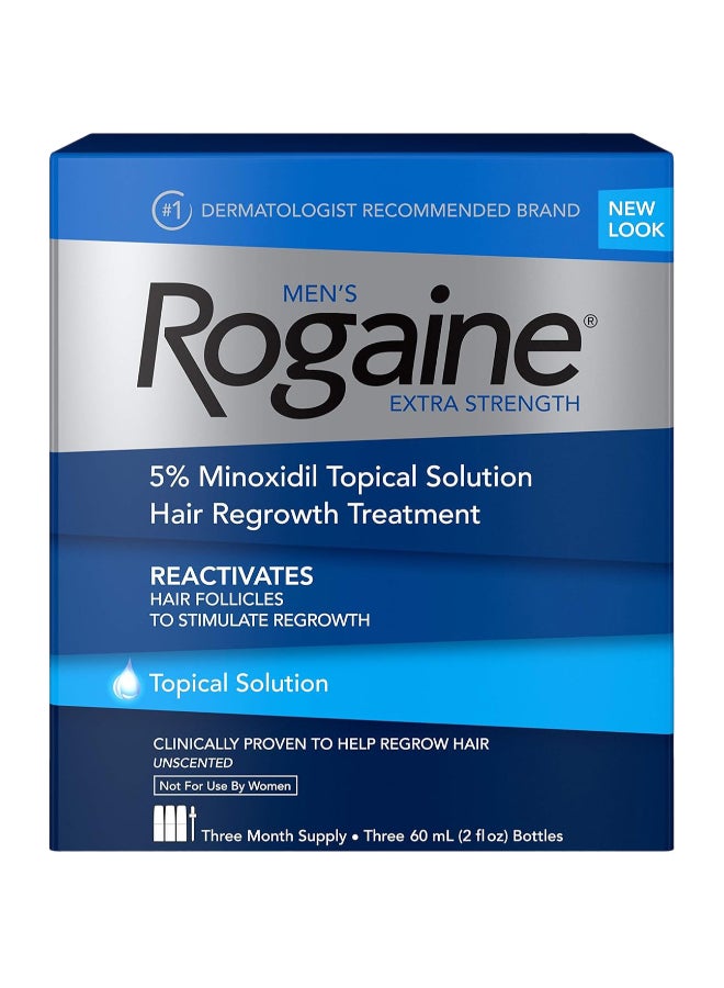 Rogaine Men'S Hair Regrowth Treatment, Unscented, 3 Month Supply (60Ml) Each Tube 60ml - Image 1