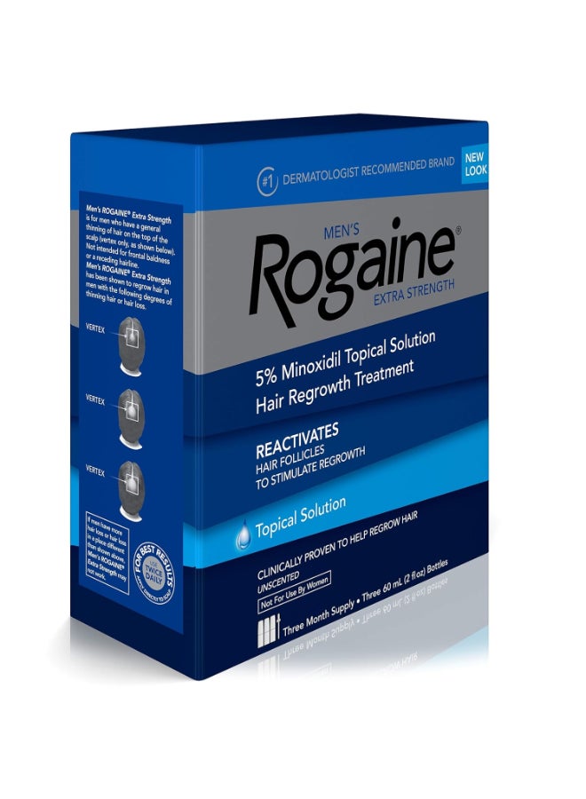 Rogaine Men'S Hair Regrowth Treatment, Unscented, 3 Month Supply (60Ml) Each Tube 60ml - Image 3