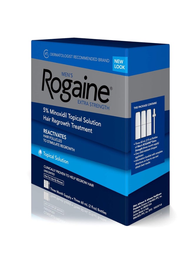 Rogaine Men'S Hair Regrowth Treatment, Unscented, 3 Month Supply (60Ml) Each Tube 60ml - Image 4