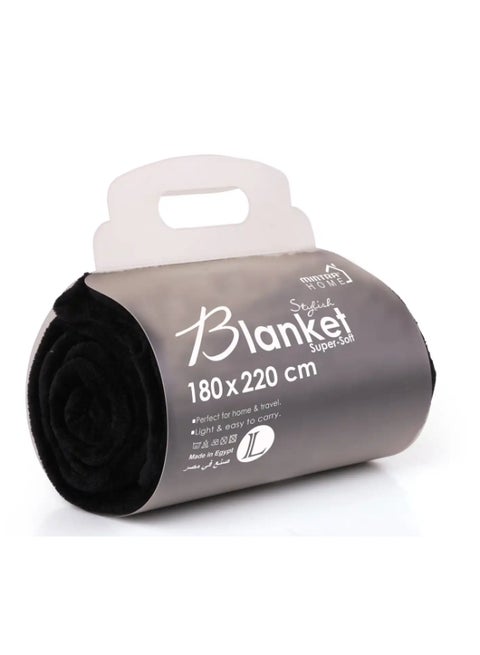 بطانية مصنوعة من المايكروفايبر أسود 220x180سم