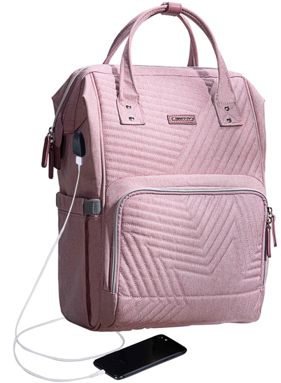 Multifunction Travel Backpack Diaper Bag - Nova Pink 