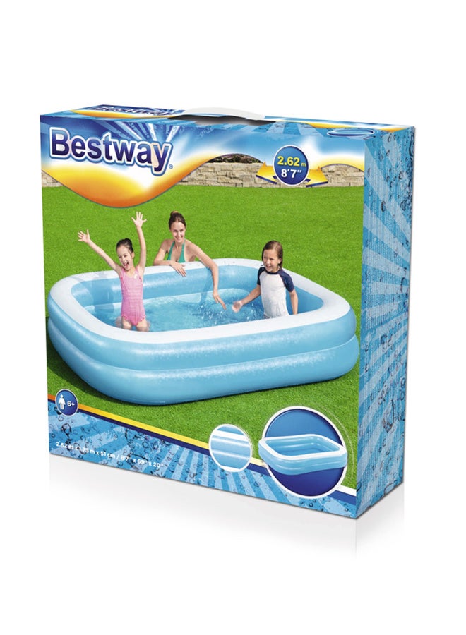 بست واي-مسبح نفخ مستطيل طبقتين ازرق   -26-54006 262x175x51سم - Image 2