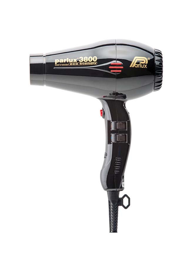 3800 Ionic And Ceramic Eco Friendly Dryer, Ceramic 2100W, Lightweight And Compact Black