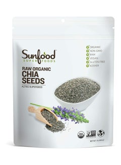 sunfood superfoods Raw Organic Chia Seeds Aztec Superseed Natural Nutty Flavor Raw, Whole And Natural 454G  - Image 1