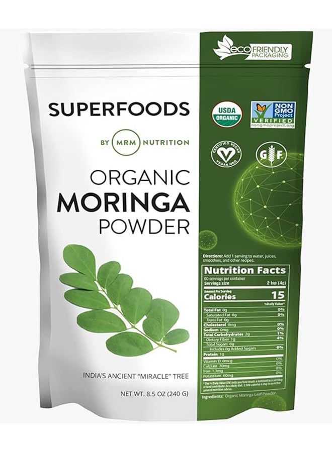 sunfood superfoods Organic Moringa Powder 8.5 OZ - 240 grams - Image 1