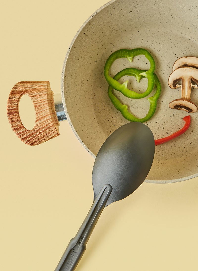 Noon East 15-Piece 15 Piece Aluminum Cookware Set, Non-Stick Surface with Wood Finish Handles and Tempered Glass Lids, PFOA free, Includes 1x24cm Frypan, 1x28cm Grill pan, 1x20cm Saucepan, 1x20cm Casserole With Lid, 1x24cm Casserole With Lid, 1x26cm Casserole With Lid, 4x Nylon Kitchen Tools, 2x Silicon Heat Resistant Mats, Beige Beige - Image 3